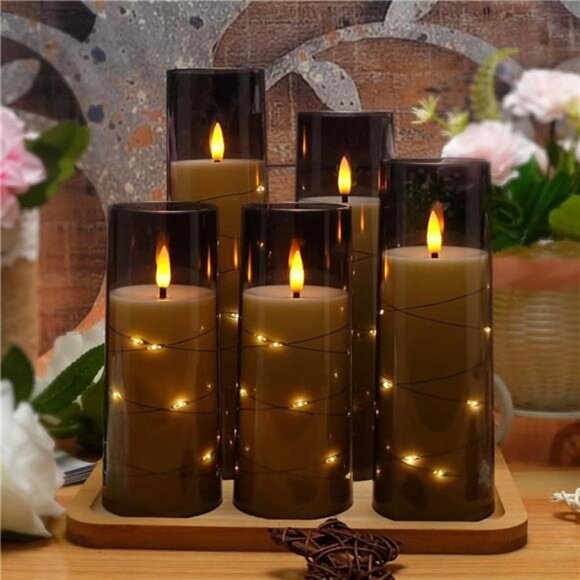 Flameless LED Candles with Timer 5 Pc Flickering Flameless Candles for Romantic - Picture 6 of 7